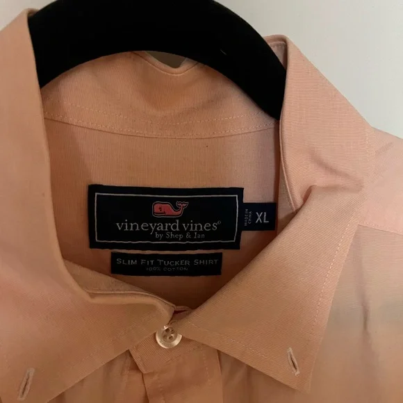 Vineyard Vines Men's Light Orange Button Down Shirt - Picture 2 of 4